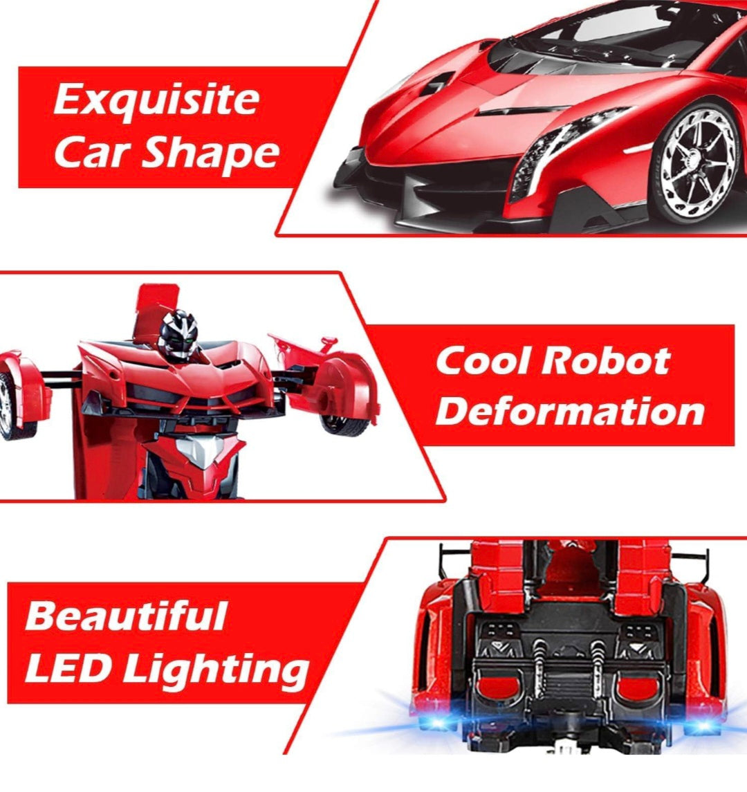Transform Remote Control Car 2-in-1 Convertible Robot Car – One Click Deformation RC Car for Kids Boy with Rechargeable Battery Christmas Birthday Gift