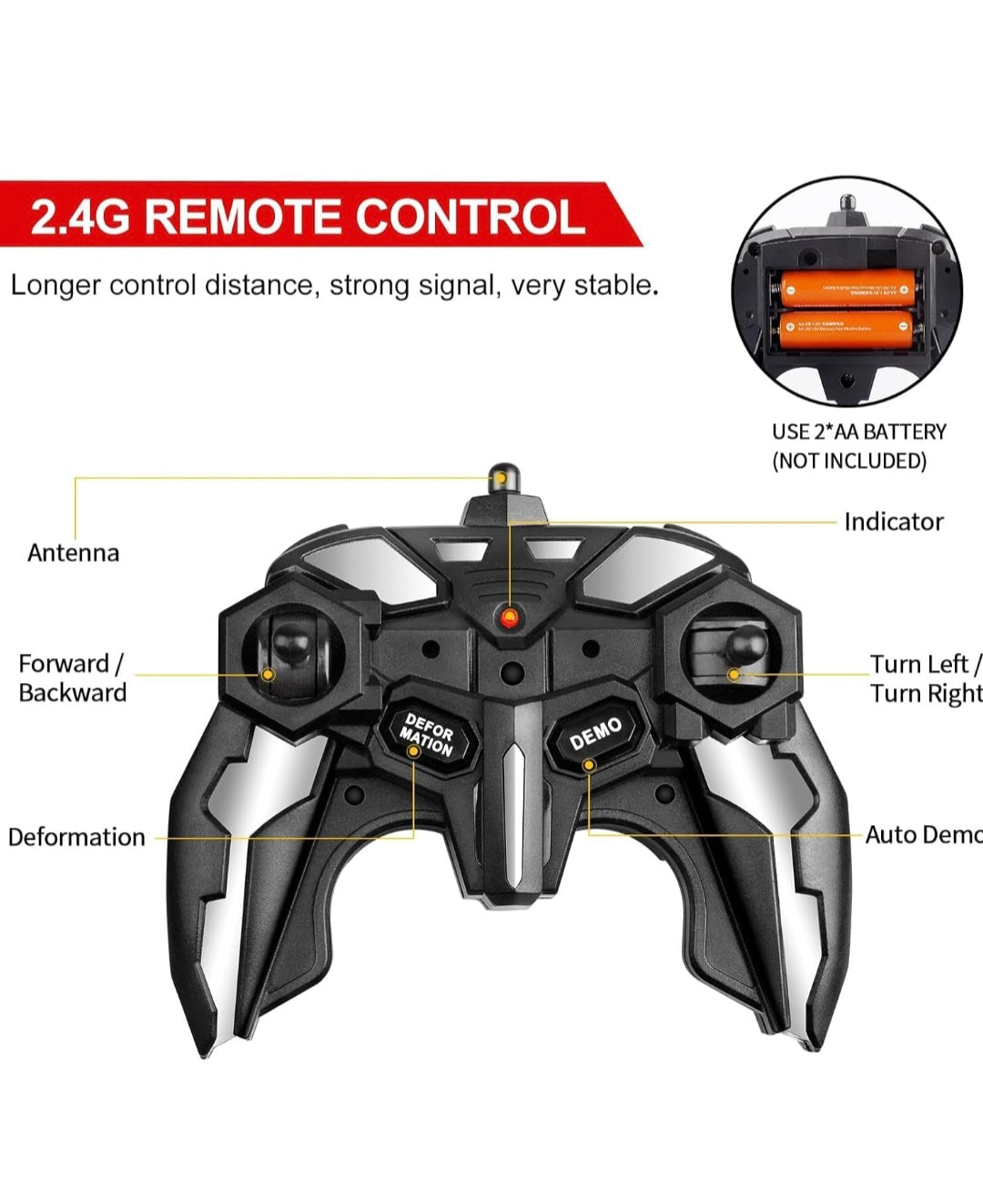 Transform Remote Control Car 2-in-1 Convertible Robot Car – One Click Deformation RC Car for Kids Boy with Rechargeable Battery Christmas Birthday Gift